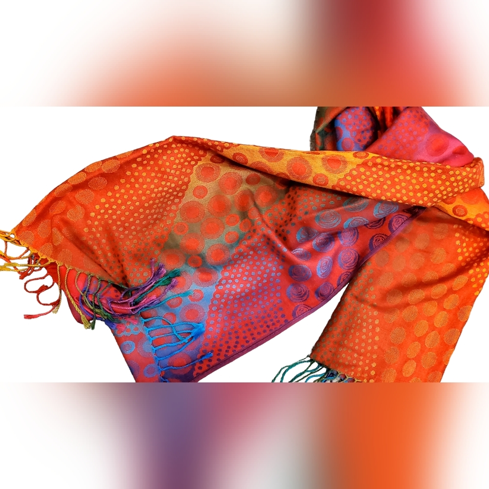 Trend Adult Multicolored Patterned Scarf Acrylic And Viscose